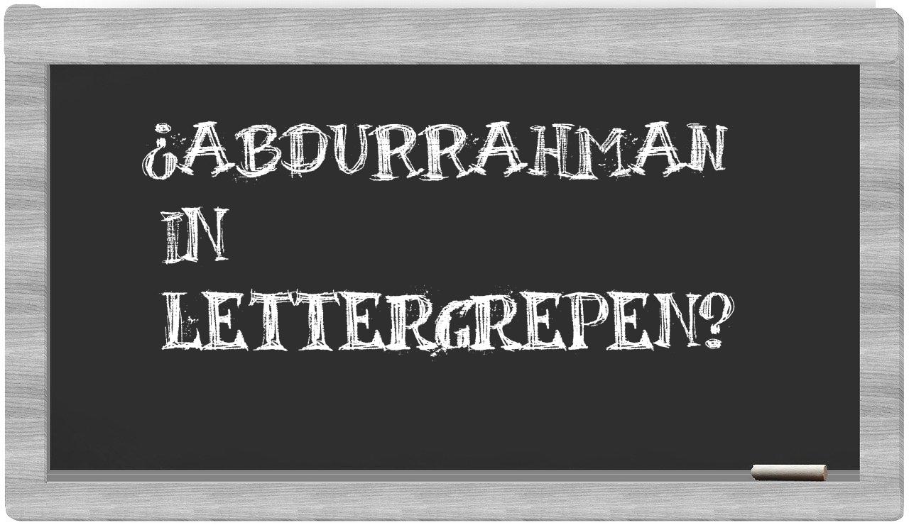 ¿Abdurrahman en sílabas?