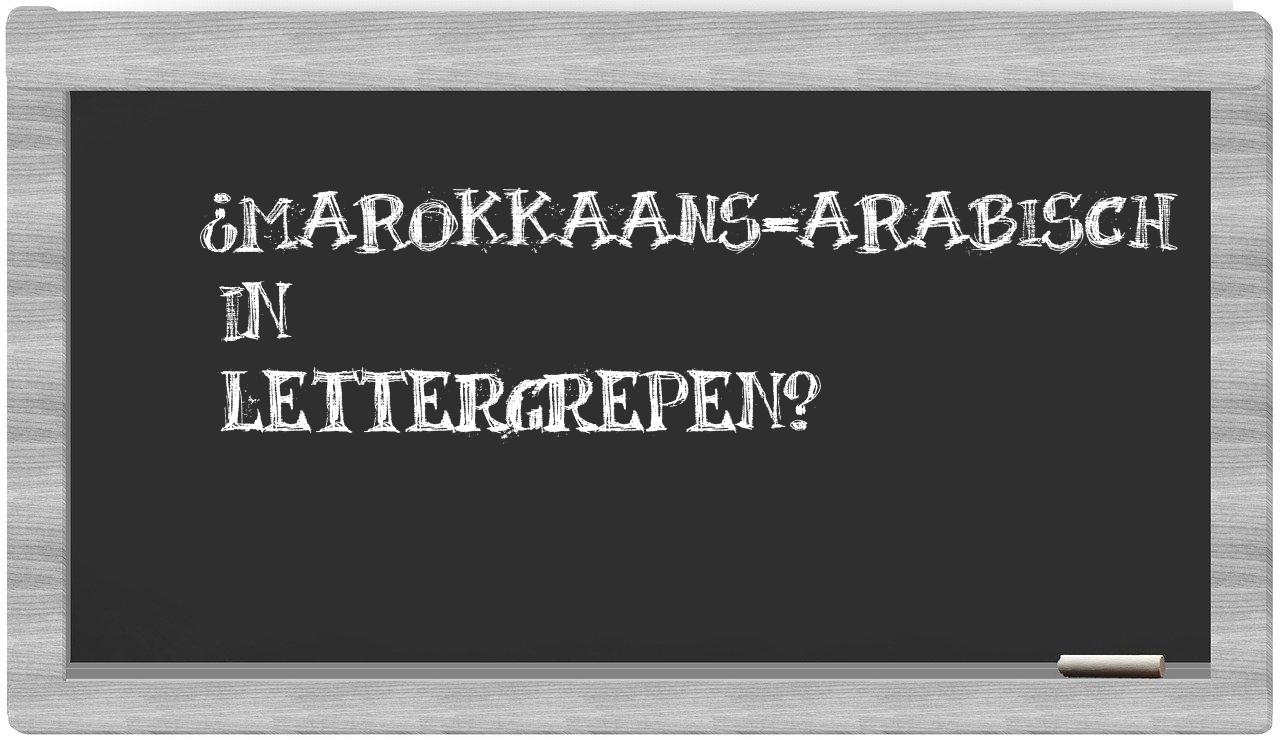 Marokkaans-Arabisch in syllables