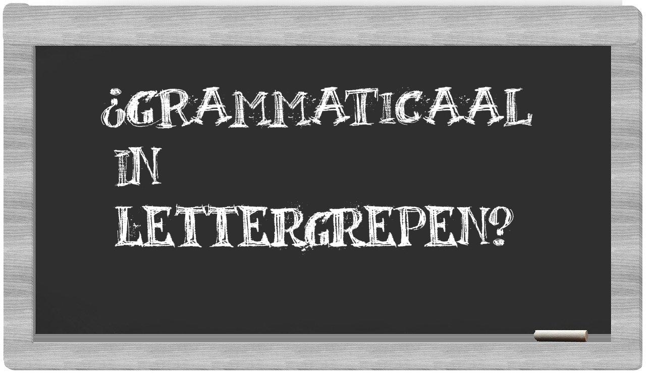 ¿grammaticaal en sílabas?