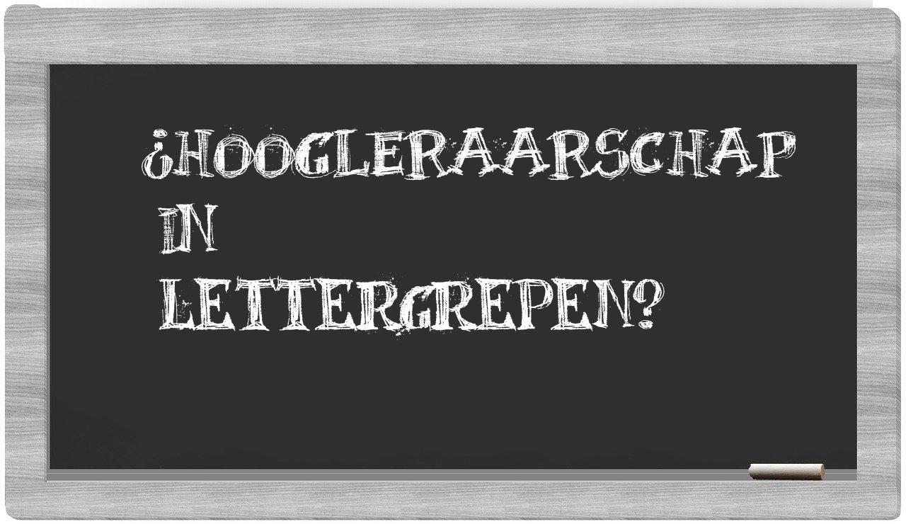 hoogleraarschap in syllables