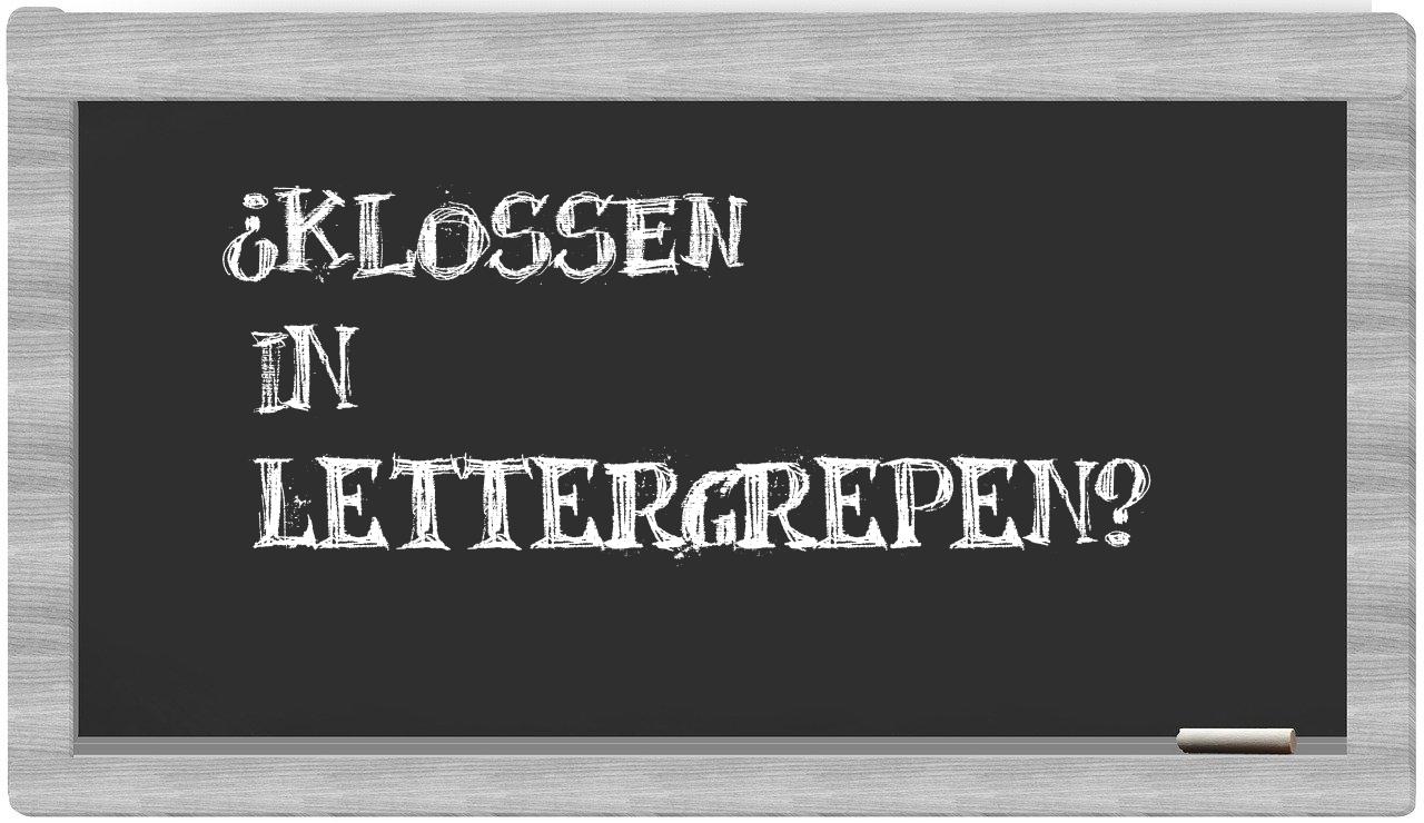 klossen in syllables
