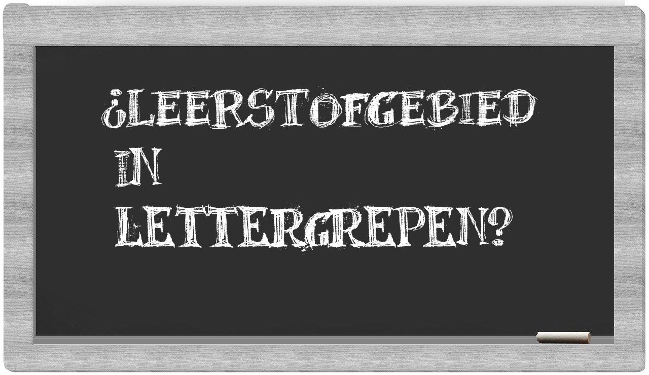 ¿leerstofgebied en sílabas?