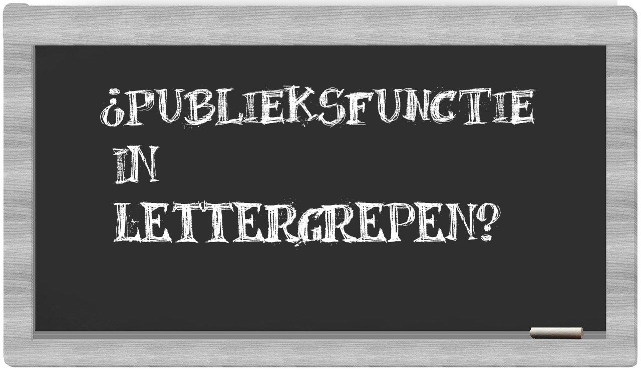 ¿publieksfunctie en sílabas?