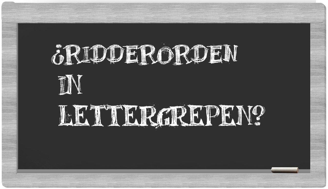 ridderorden in syllables