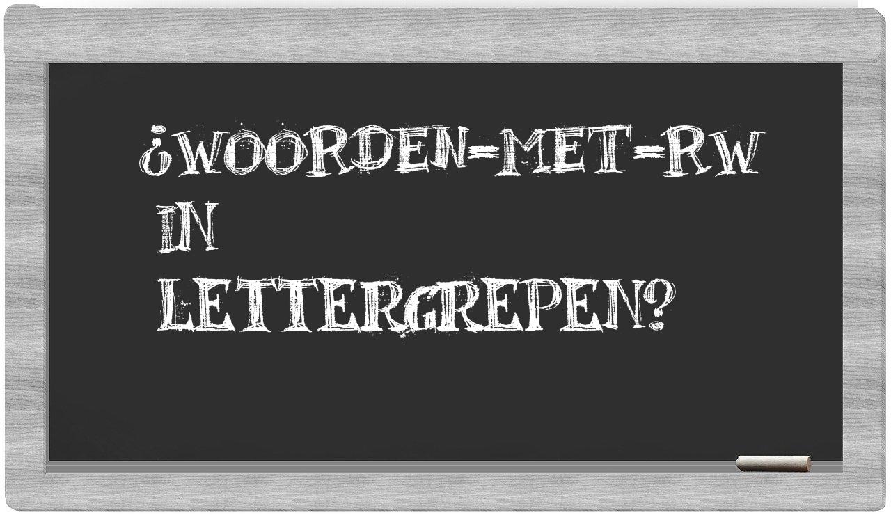 ¿woorden-met-Rw en sílabas?